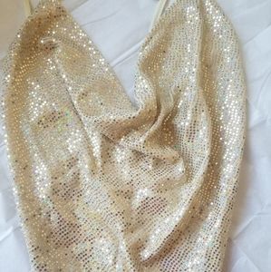 Gold top, sequins, backless